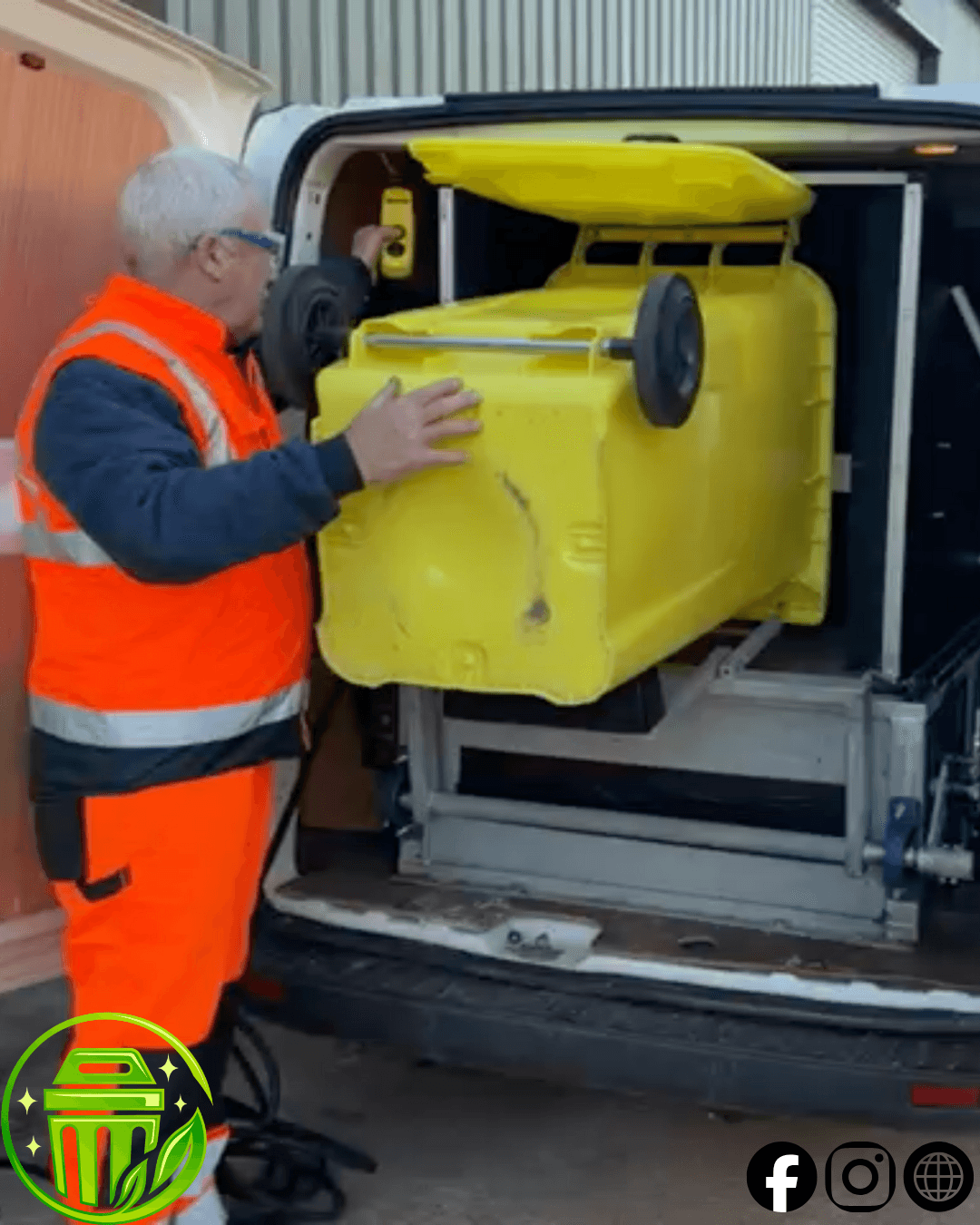 Bin cleaning service - cleaning equipment inside the van