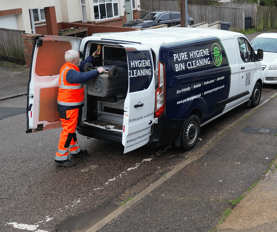 Bin cleaning service - loading bins into the van